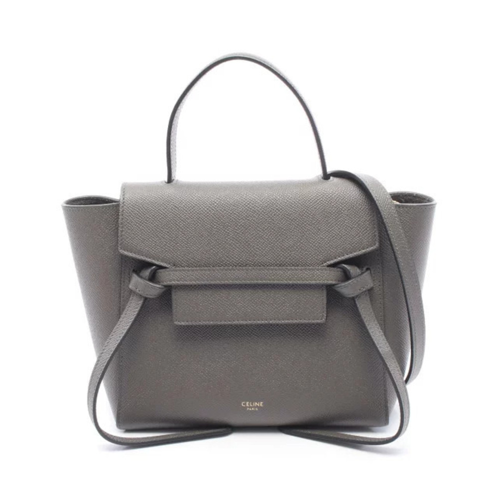 Celine Belt Leather Crossbody BAG Handbag Leather Gray